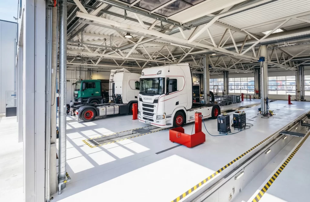 Profesionali vilkikų ir autovežių techninė priežiūra servisuose Lietuvoje bei Vokietijoje (Augsburge)